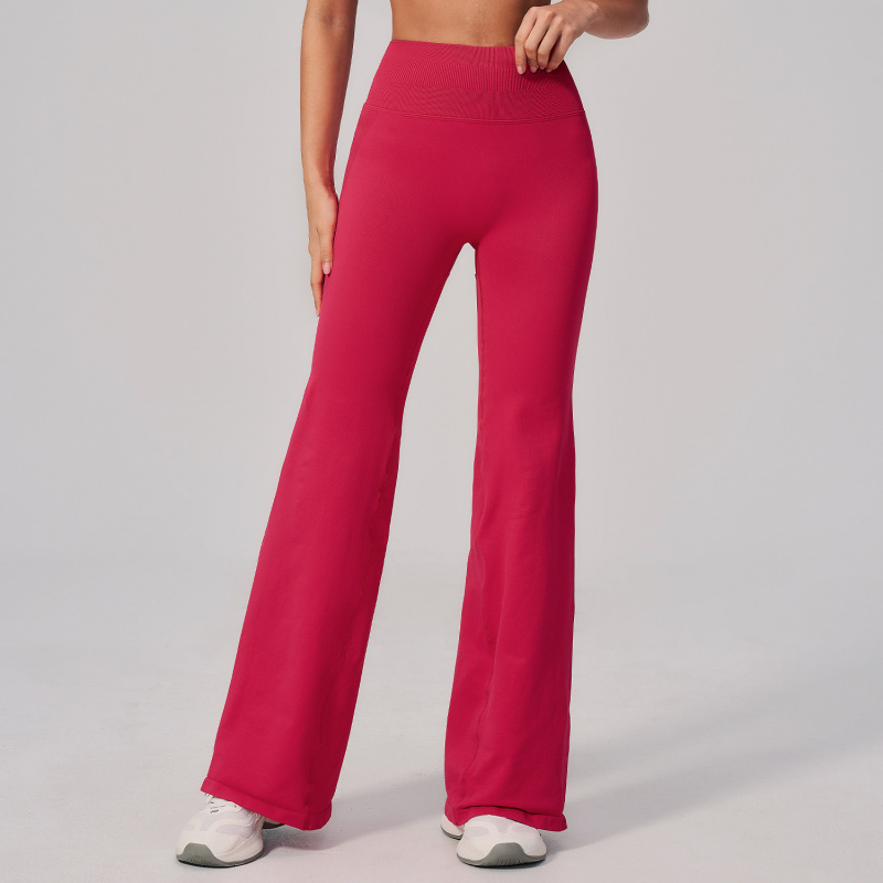Yoga Fitness Pants - ヨガパンツハイウエストワイドレッグ女性ジム服女性フレアレギンスストレートパンツフィットネスベルボトムワークアウトパンツ