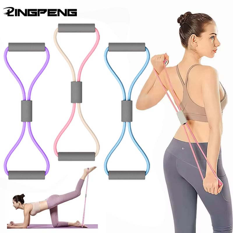 Yoga Fitness Stretching Strap - 1個入り ホームジム用 エクササイズバンド ポータブルフィットネス機器 8の字型テンションロープ ヨガレジスタンスバンド