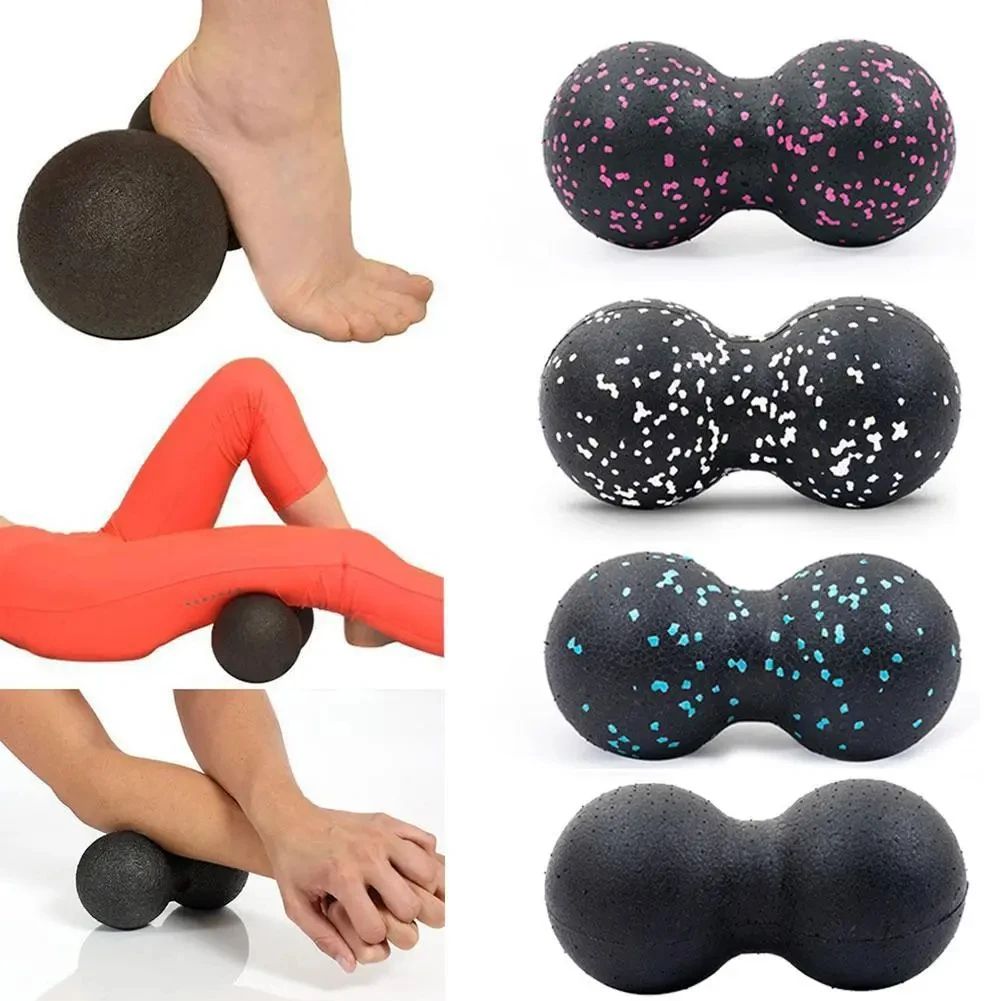 Yoga Fitness Ball - ヨガマッサージローラーボール ピーナッツ型 ダブルラクロス スパイク付き筋膜炎ボール 足底筋膜炎緩和用 バックボール
