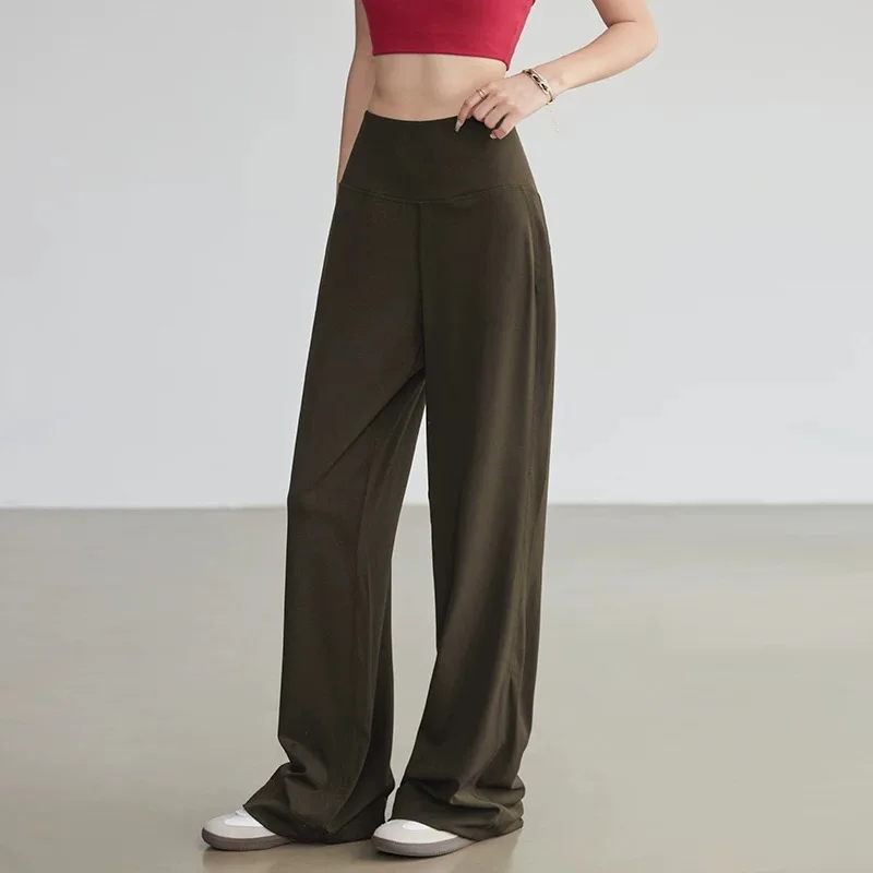 Yoga Fitness Pants - フィットネス レディース ルーズストレート スポーツパンツ ハイウエスト ランニングレギンス
