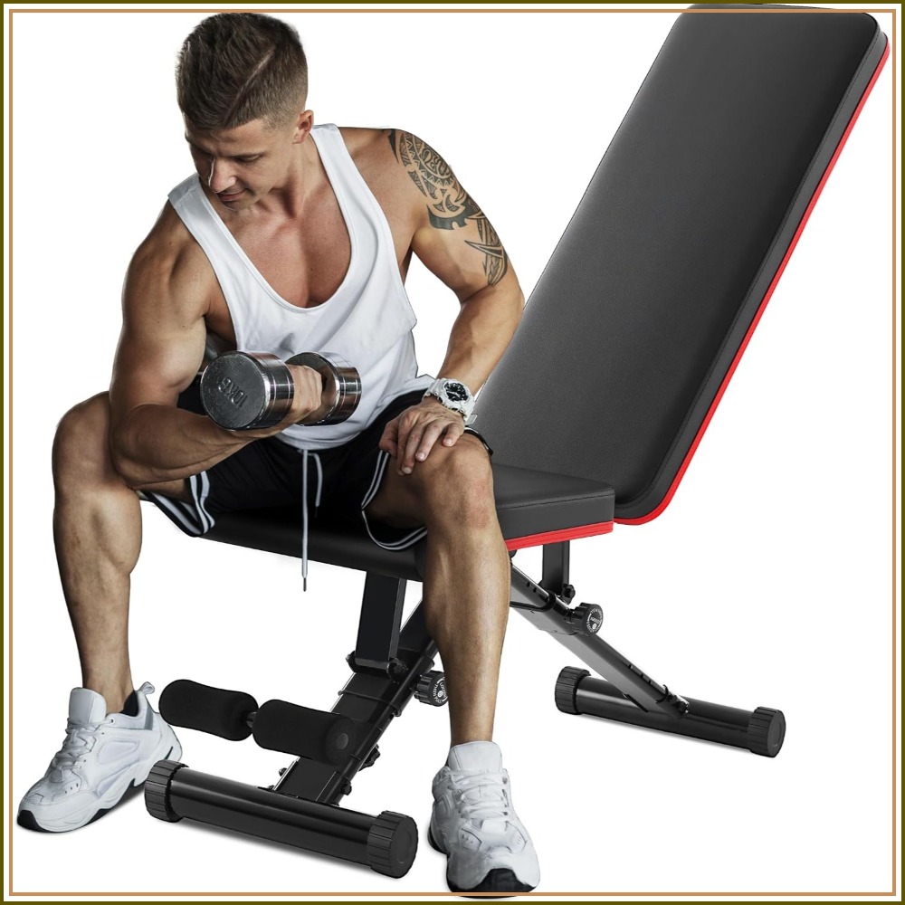 Adjustable Dumbbells - 全身筋力トレーニング用の調節可能なウェイトベンチ、傾斜フラットポジション付き折りたたみ式ワークアウトベンチ、795ポンドの耐荷重、ホームジム用ダンベルベンチ、シットアップ、プレス、腹筋運動に最適