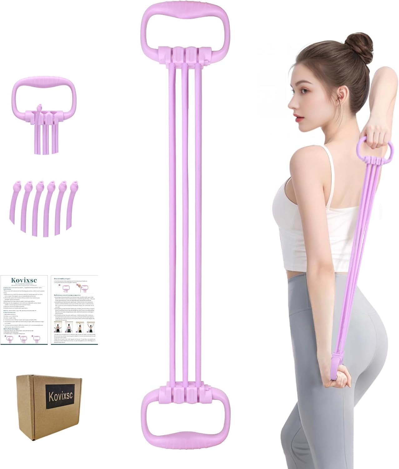 Figure 8 Resistance Band - フィギュア8レジスタンスバンド 女性用 15-90ポンド、調節可能なハンドル付きレジスタンスバンド 腕と背中のエクササイズ用、6フィットネスエラスティックR