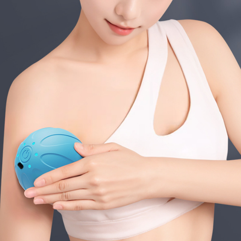 Yoga Fitness Ball - 新しい振動マッサージボール、ハンドヘルドディープティシューマッサージャー、リラックスを促す5段階速度設定、ヨガやフィットネスに最適