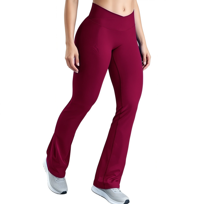 Yoga Fitness Pants - HISTELLO ビジョンフレアスポーツレギンス女性クロスハイウエストシームレスヨガパンツバットリフトおなかコントロールフィットネスジムタイツ