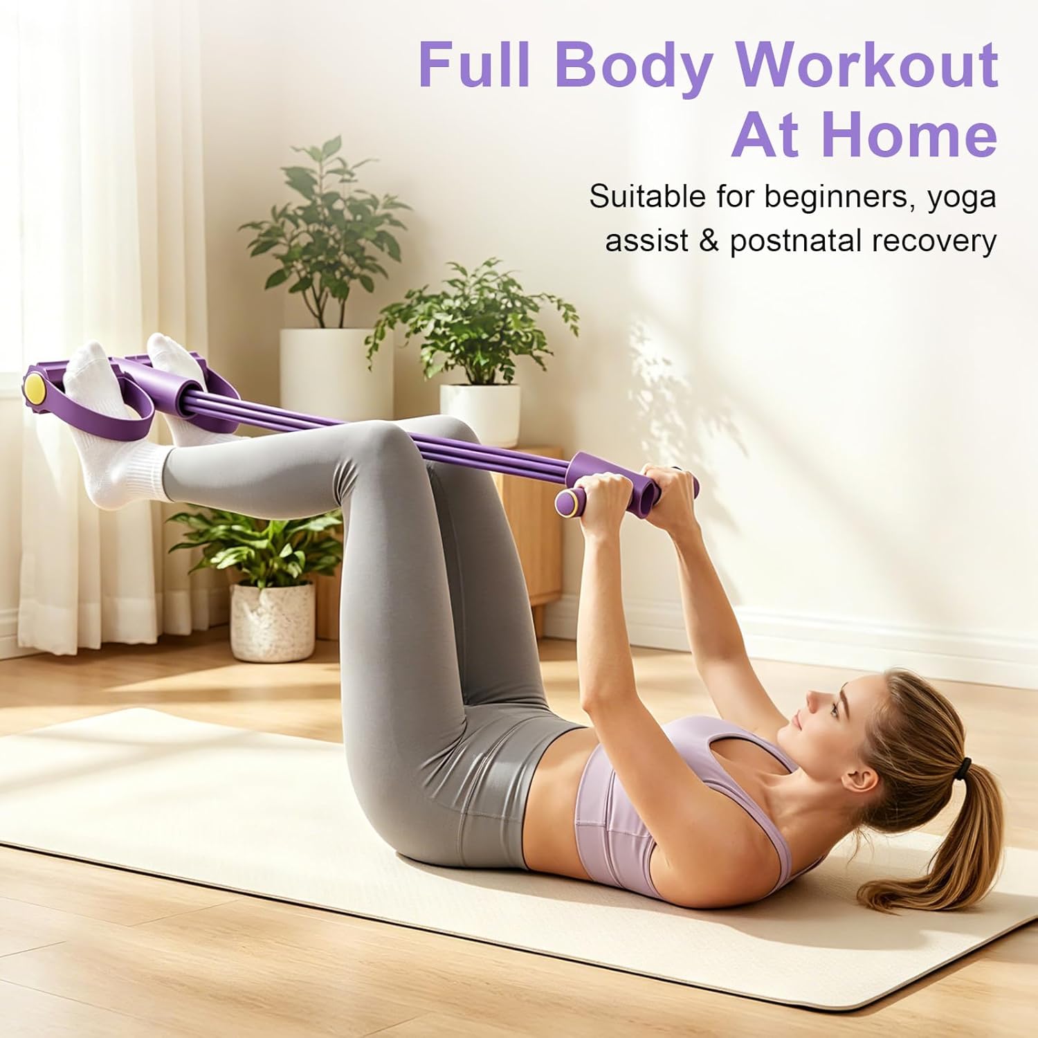 Yoga Fitness Stretching Strap - 4 チューブ抵抗バンド多機能テンションロープフィットネスバンド 6 チューブ弾性ヨガペダルプラー、ジムでのスポーツエクササイズ用