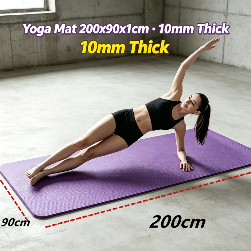 大型滑り止めフィットネスヨガマット 200x90cm 10m - Yoga Fitness Resiliation のレビューと価格