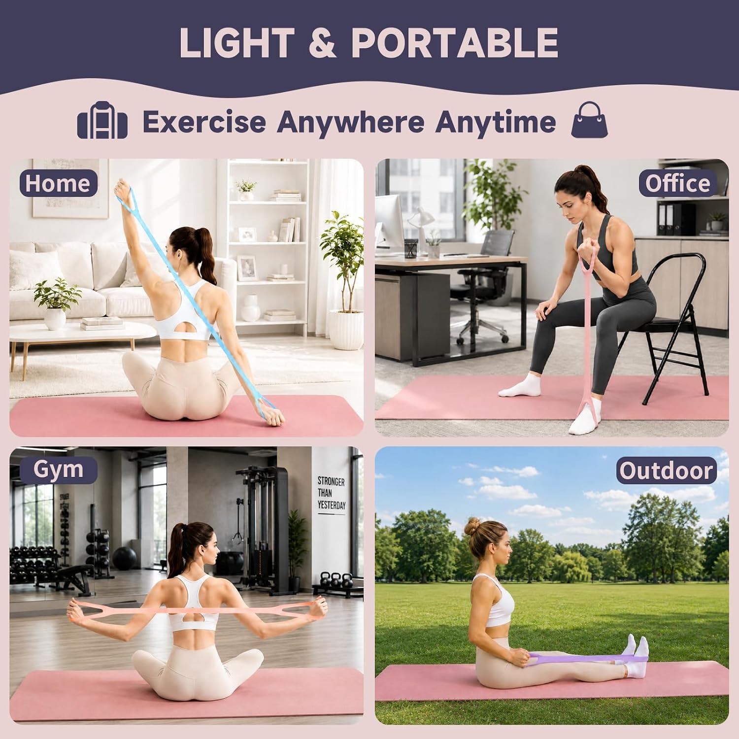 2パック シリコン製フィギュア8型レジスタンスバンド、女性用 - Figure 8 Resistance Band のレビューと価格