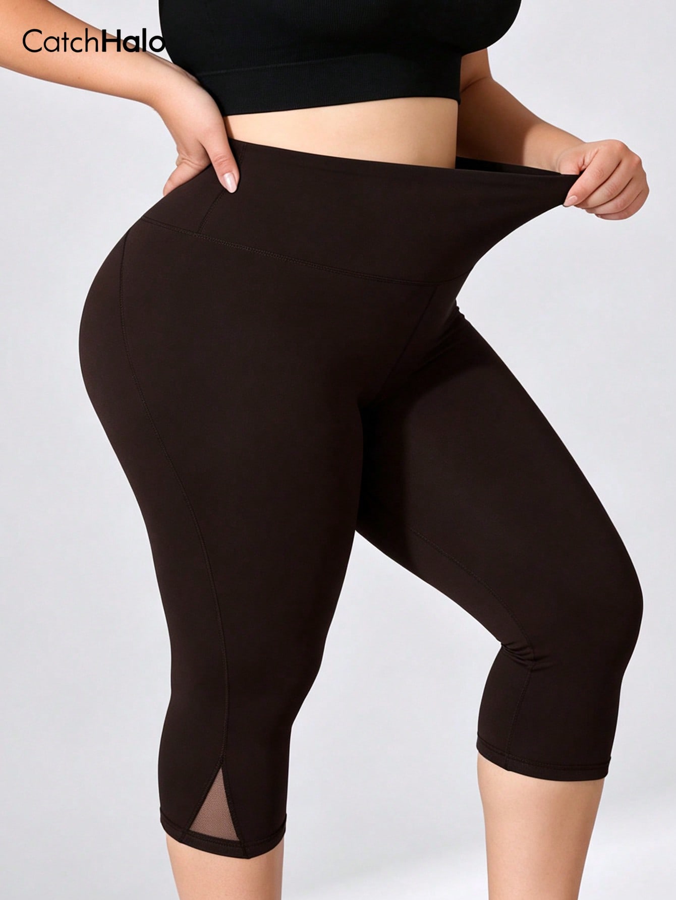 レディース プラスサイズ ジム用レギンス メッシュ切り替え  - Yoga Fitness Pants のレビューと価格