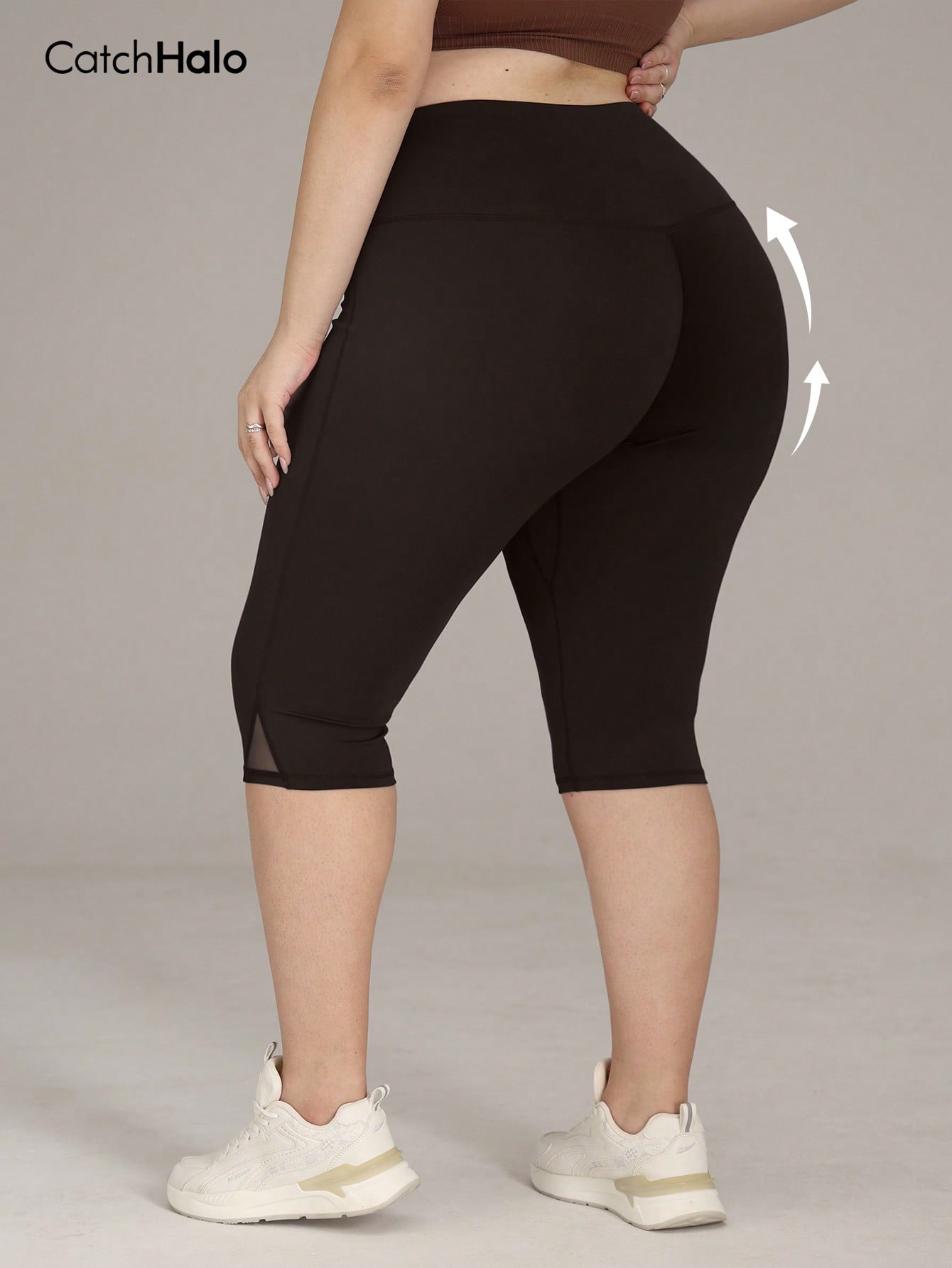 レディース プラスサイズ ジム用レギンス メッシュ切り替え  - Yoga Fitness Pants のレビューと価格