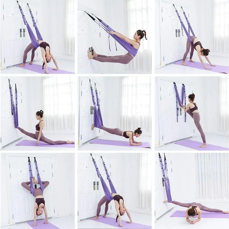 調節可能なエアリアルヨガハンモックセット ピラティス 反重力 - Yoga Fitness Stretching Strap のレビューと価格